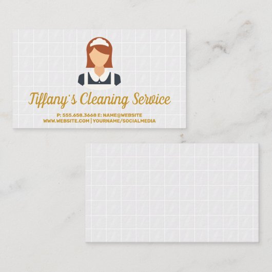 Schoonmaakster Logo | Aanbod pictogrammen | Bad Te Visitekaartje (Voorkant / Achterkant)