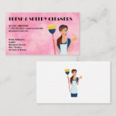 Schoonmaakster met bezem | Dienstmeid Visitekaartje (Voorkant / Achterkant)