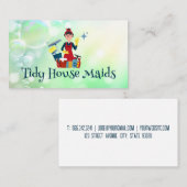 Schoonmaakster met schoonmaakmiddelen | Zeepbellen Visitekaartje (Voorkant / Achterkant)