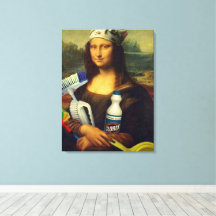 Schoonmaakster Mona Lisa met schoonmaakmiddelen Le