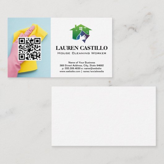 schoonmaakster | QR-Visitekaartje Visitekaartje (Voorkant / Achterkant)
