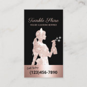 Schoonmaakster Roos Gold Sparkles Housekeeping Visitekaartje (Voorkant)