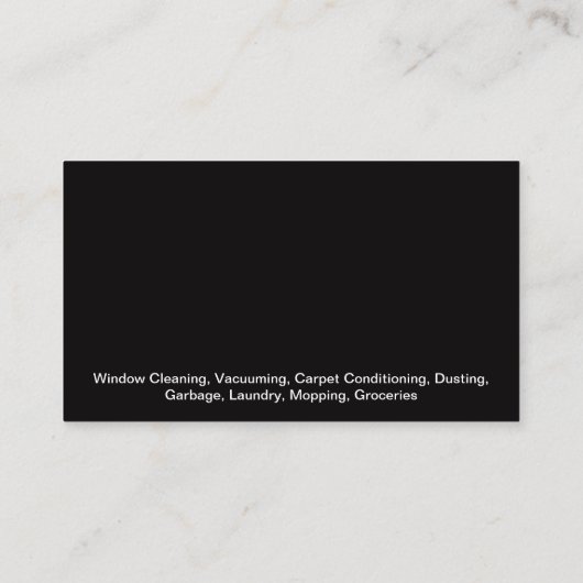 Schoonmaakster | Schoonmaakmiddelen Visitekaartje (Achterkant)