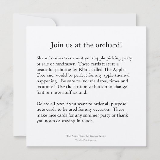 Schoonmaakster voor Apple-plukkers Kaart (Achterkant)