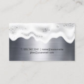 schoonmaakster | zeepschuim | metallische achtergr visitekaartje (Achterkant)