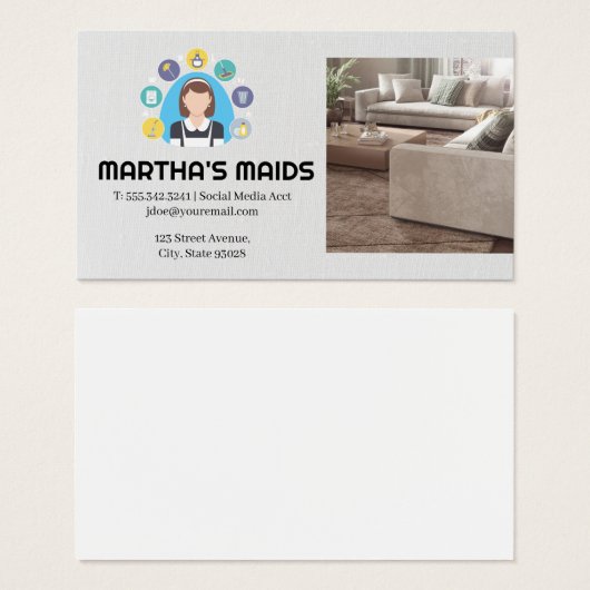 Schoonmaaktaken pictogrammen | Woonkamer Visitekaartje (Voorkant /achterkant)