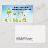 Schoonmaakwerker en ontsmettende apparatuur visitekaartje (Voorkant / Achterkant)