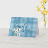 schoonmager op de verjaardag van aqua plaid kaart (Gele Bloem)