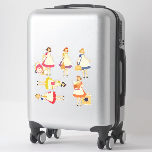 Schoonmaken Dames, Huiswerk en Chores Sticker (Koffer)