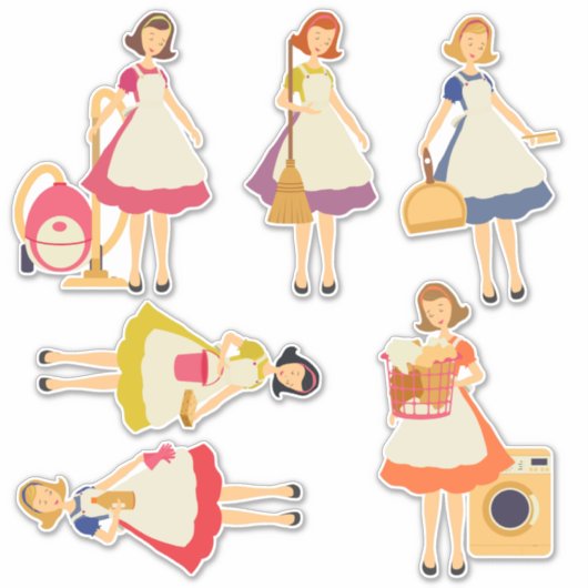 Schoonmaken Dames, Huiswerk en Chores Sticker (Voorkant)