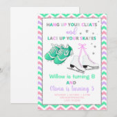 Schoonmaken en schaatsen meisjes broeden hun verja kaart (Voorkant / Achterkant)