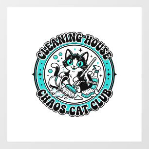 Schoonmaken Huis Chaos Kat Dierenliefhebber Shirt Raamsticker
