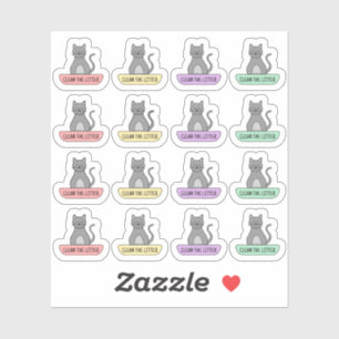 Schoonmaken Kat Bakje Huisdier Herinnering Kat Ver Sticker