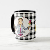 Schoonmaken Lady Cartoon gepersonaliseerd dank u c Mok (Voorkant links)
