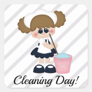 Schoonmaken Lady Maid Mop Bucket Planner Sticker