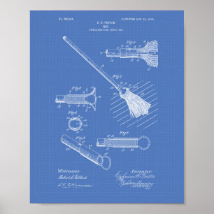 Schoonmaken Mop 1905 Patent Art Blueprint Poster