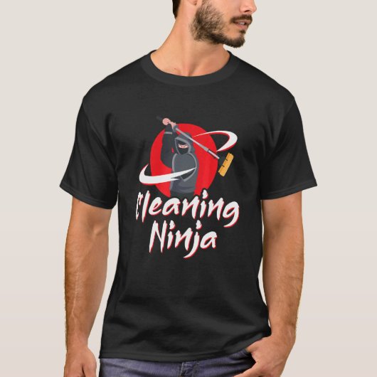 Schoonmaken Ninja conciërge huis werknemer huis T-shirt (Voorkant)