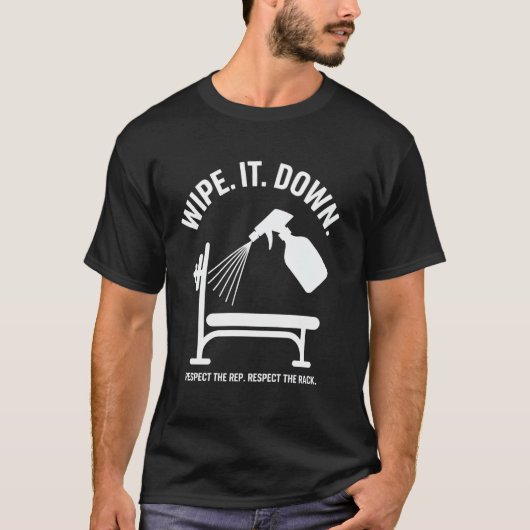 Schoonmaken Spuitfles op Gym Bench T-shirt (Voorkant)