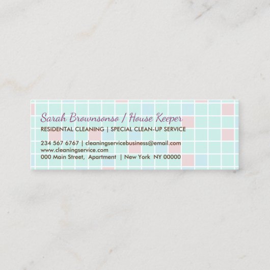 Schoonmaken van de Janitorial Lady Keeper Kitchen  Mini Visitekaartje (Achterkant)