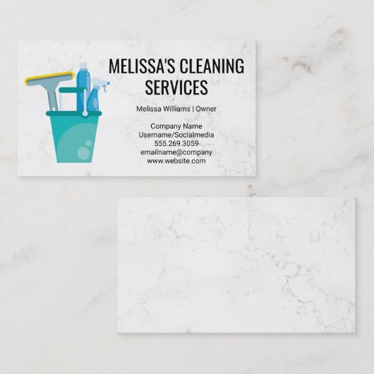 schoonmaken van het huis | Reinigingsproducten emm Visitekaartje (Voorkant / Achterkant)
