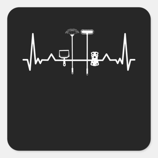 Schoonmaken van portier vierkante sticker (Voorkant)