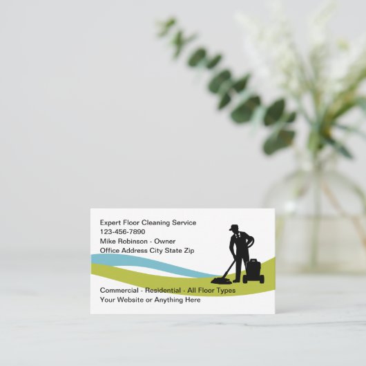 Schoonmaken van vloeren en vloeren visitekaartje (Staand voorkant)