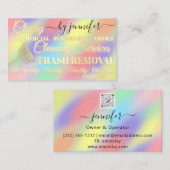 Schoonmaken van vuilnisophaalholograaf met QR-code Visitekaartje (Voorkant / Achterkant)