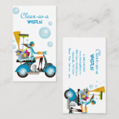 Schoonmaken Visitekaartje Scooter Girl Blue White (Voorkant / Achterkant)