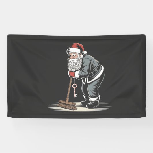 Schoonmaker Claus Kerstmis Huismeester Xmas Spandoek (Horizontaal)