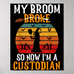Schoonmaker conciërge retro vintage zonsondergang  poster