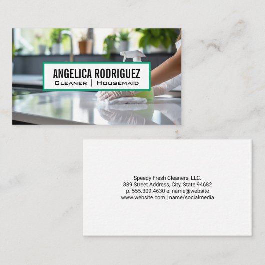 Schoonmaker Het wassen van de Keuken Teller Visitekaartje (Voorkant / Achterkant)