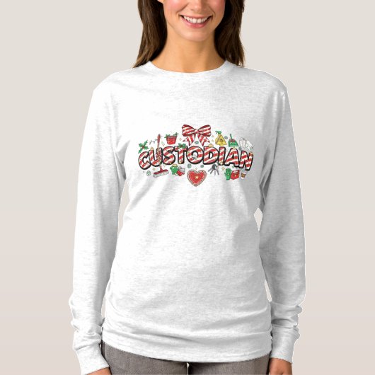 Schoonmaker Kerst Lange Mouwen T-shirt (Voorkant)