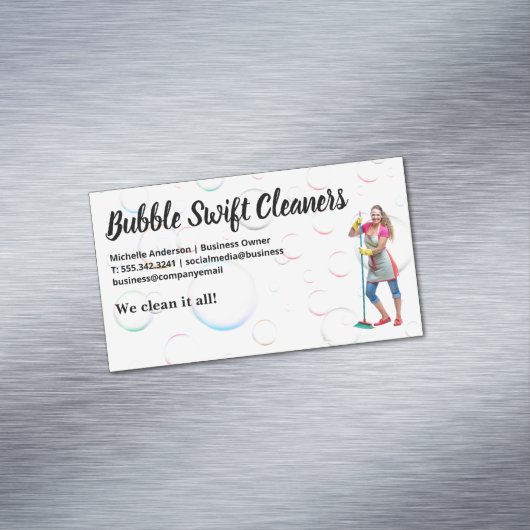 Schoonmaker met Beam Smiling | luchtbellen Magnetisch Visitekaartje (Voorbeeld)