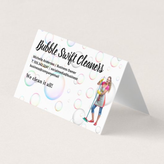 Schoonmaker met Beam Smiling | luchtbellen Visitekaartje (Voorkant)