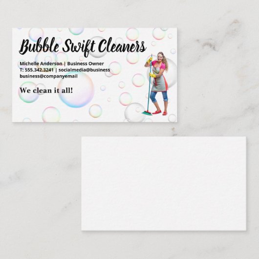 Schoonmaker met Beam Smiling | luchtbellen Visitekaartje (Voorkant / Achterkant)