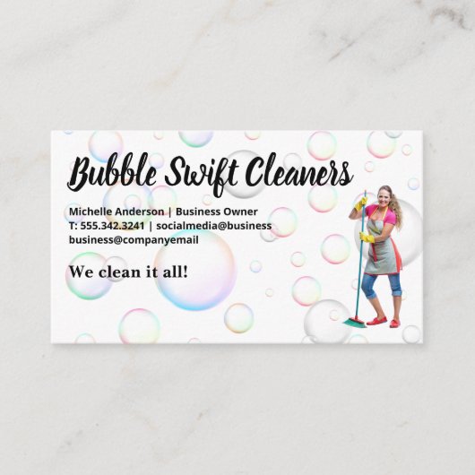 Schoonmaker met Beam Smiling | luchtbellen Visitekaartje (Voorkant)