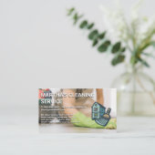 Schoonmaker Schoonmaken Vloer Huis Bezem Logo Visitekaartje (Staand voorkant)