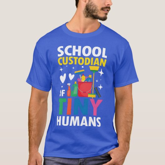 Schoonmaker voor mensen voor een conciërge retro t-shirt (Voorkant)