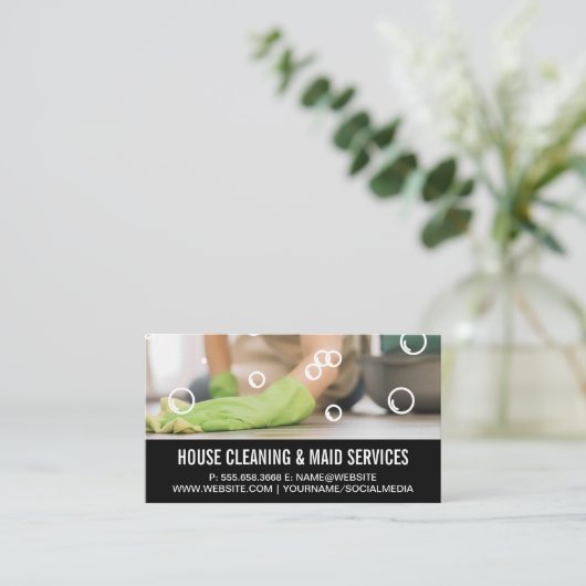 Schoonmaker | Zeepbellen Visitekaartje (Staand voorkant)