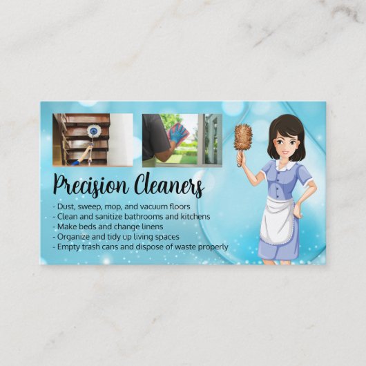 Schoonmakers Werk Huishoudelijke Klussen | Dienstm Visitekaartje (Voorkant)
