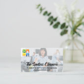 Schoonmakers werkzaam op kantoor visitekaartje (Staand voorkant)