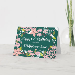 Schoonmoeder 63e verjaardag Groene Bloemen Kaart