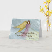 schoonmoeder, Angel Birthday Blue Kaart (Gele Bloem)