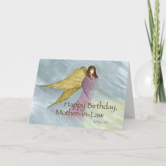 schoonmoeder, Angel Birthday Blue Kaart (Voorkant)