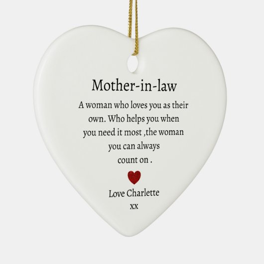 schoonmoeder cadeau | Gepersonaliseerde schoonmoed Keramisch Ornament (Rechts)