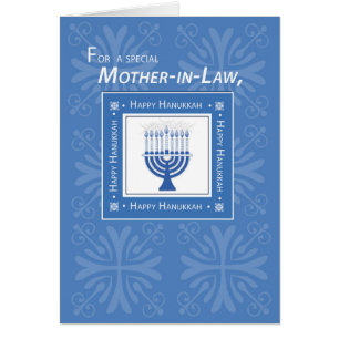 schoonmoeder Hanukkah Wishes Blue Menorah