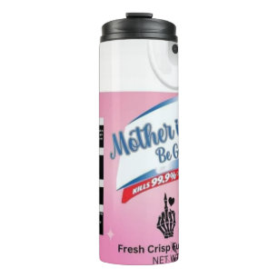 Schoonmoeder, wees weg met spray thermosbeker