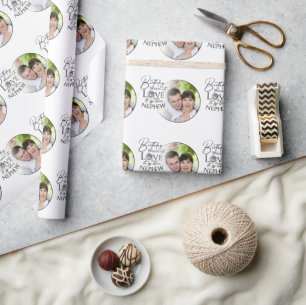 Schoonschrift Aangepaste Foto Verjaardag Voor Neef Cadeaupapier