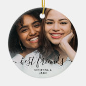 Schoonschrift Beste Vrienden Custom Foto Keramisch Ornament (Voorkant)
