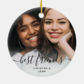 Schoonschrift Beste Vrienden Custom Foto Keramisch Ornament (Achterkant)